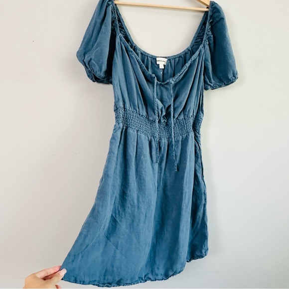 $148 Anthropologie Cloth & Stone Linen Tie Front Mini Dress - Picture 3 of 9
